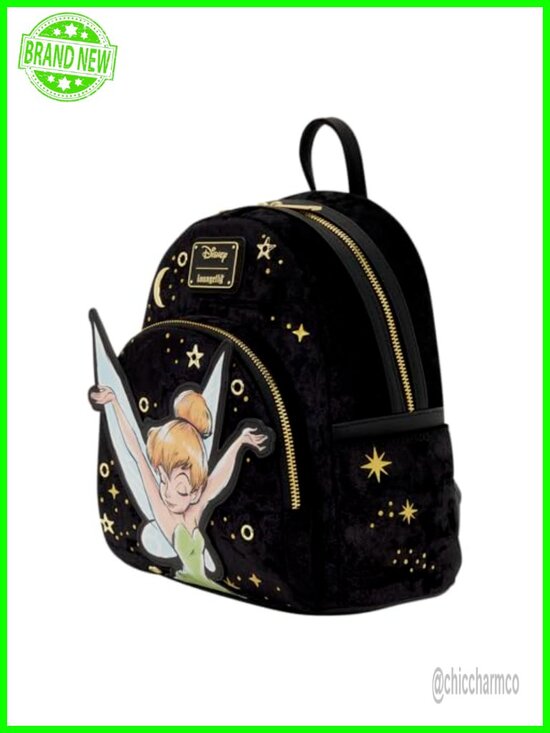 Tinker Bell Mini Backpack Velvet Faux Leather Loungefly Disney main image 2